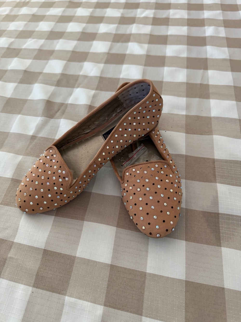 Steven By Steve Madden Tan Studded Slip-On Loafers
